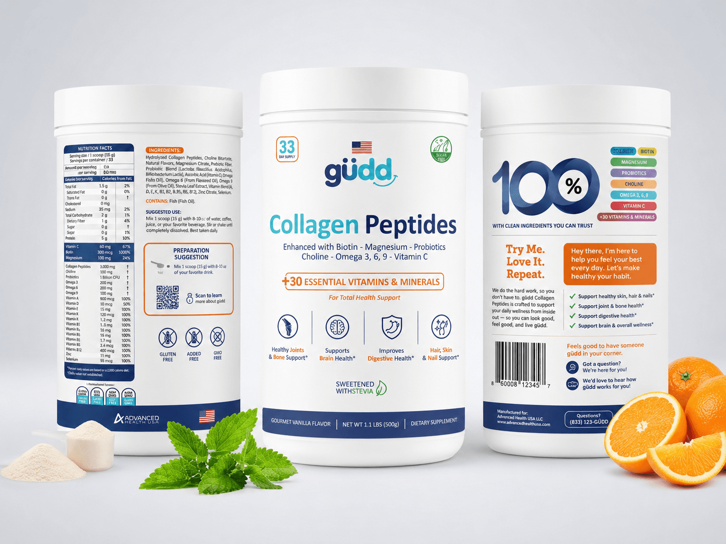 Collagen Peptides gudd Threepack 1.5 kg (100 porciones)